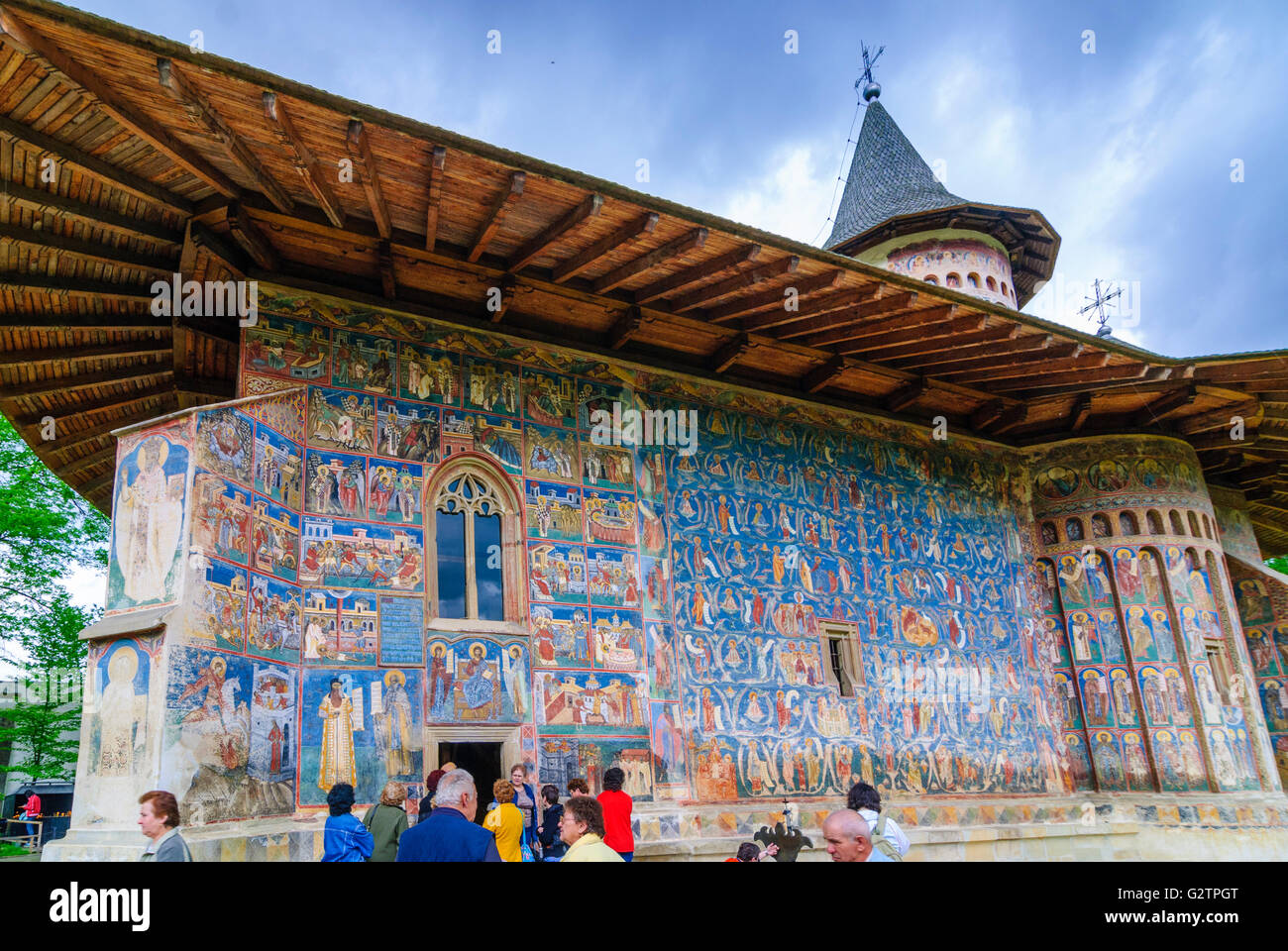 Das Kloster Voronet; Kirche, Sfantul Gheorghe ("St. Georg"), Rumänien, Moldau, Moldawien, Moldau Karpaten Gura Humorului Stockfoto