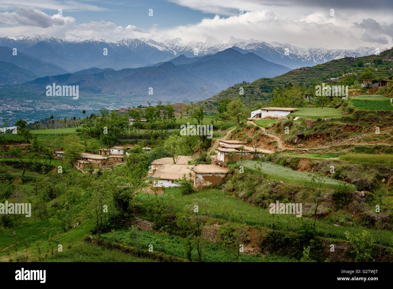 Swat-Tal in Pakistan voll von üppigen grünen Wäldern und schneebedeckten Gipfeln seine natürliche Attraktion hinzu. Stockfoto