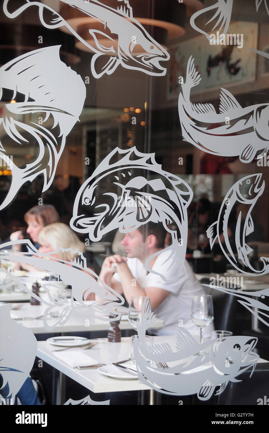 Schottland, Glasgow, Merchant City Cafe Gandolfi Fischrestaurant, Albion Street. Stockfoto