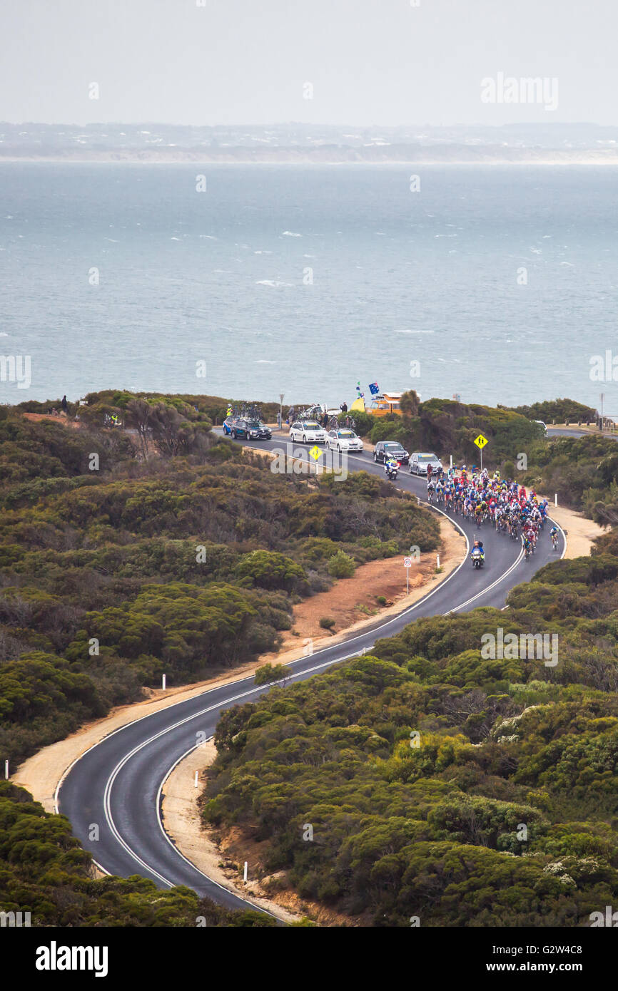MELBOURNE, Australien - Februar 1: Die Inaugral Cadel Evans Great Ocean Road Race Stockfoto
