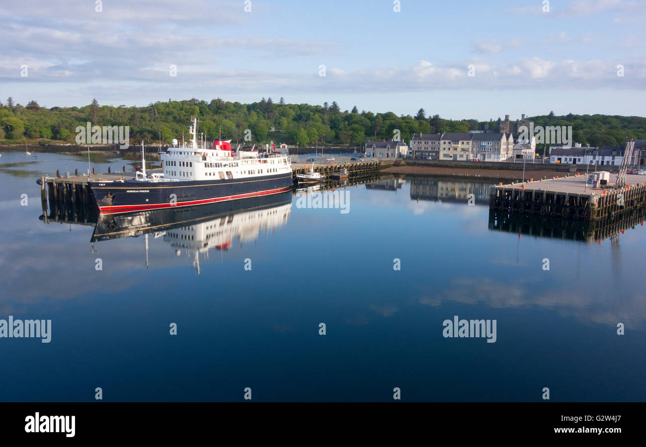 MV Hebridean Princess formal bekannt als die RMS dann MV Columba angedockt an Stornoway Hafen Isle of Lewis Western Isles Scotland Stockfoto