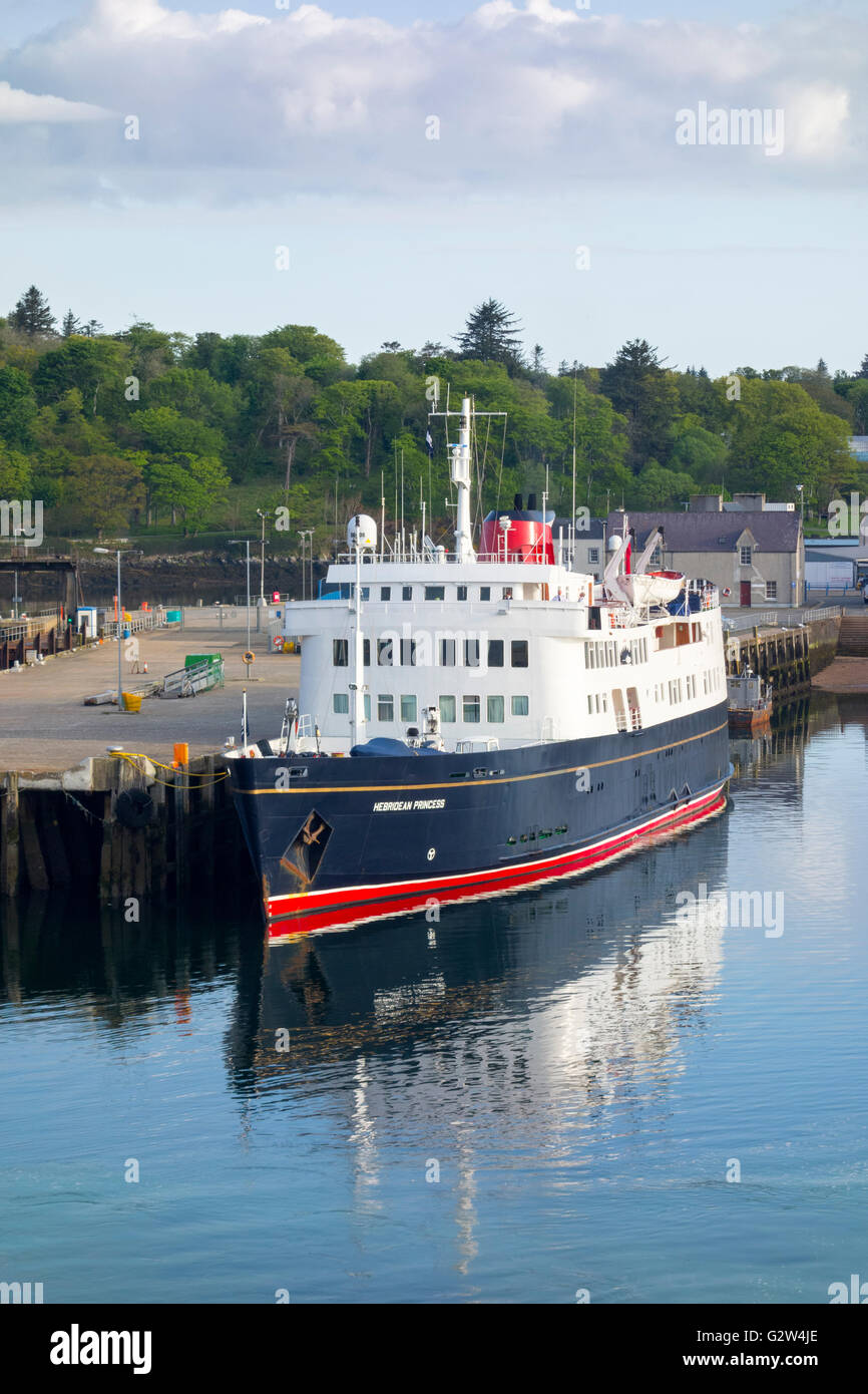 MV Hebridean Princess formal bekannt als die RMS dann MV Columba angedockt an Stornoway Hafen Isle of Lewis Western Isles Scotland Stockfoto