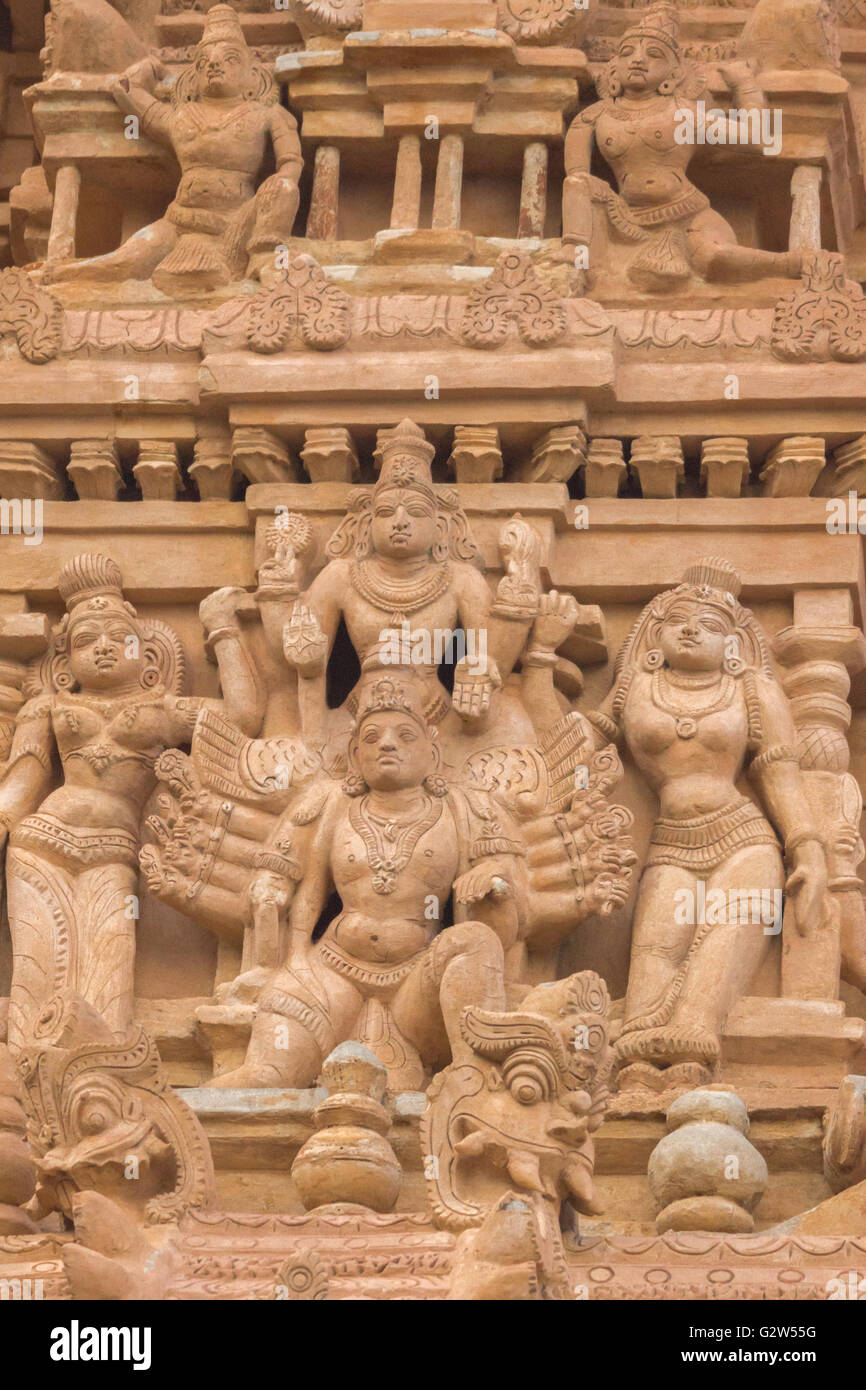Shiva-Statue im Tempel in Thirumayam. Stockfoto