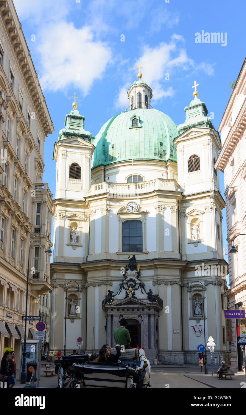 Kirche St. Peter und Fiaker (Kutsche), Austria, Wien, Wien Stockfoto