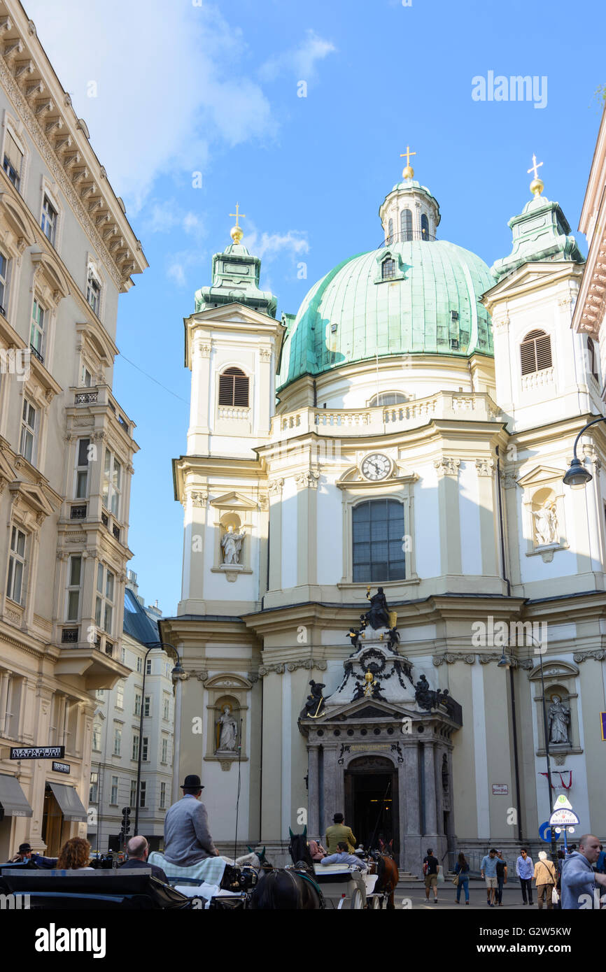Kirche St. Peter und Fiaker (Kutsche), Austria, Wien, Wien Stockfoto