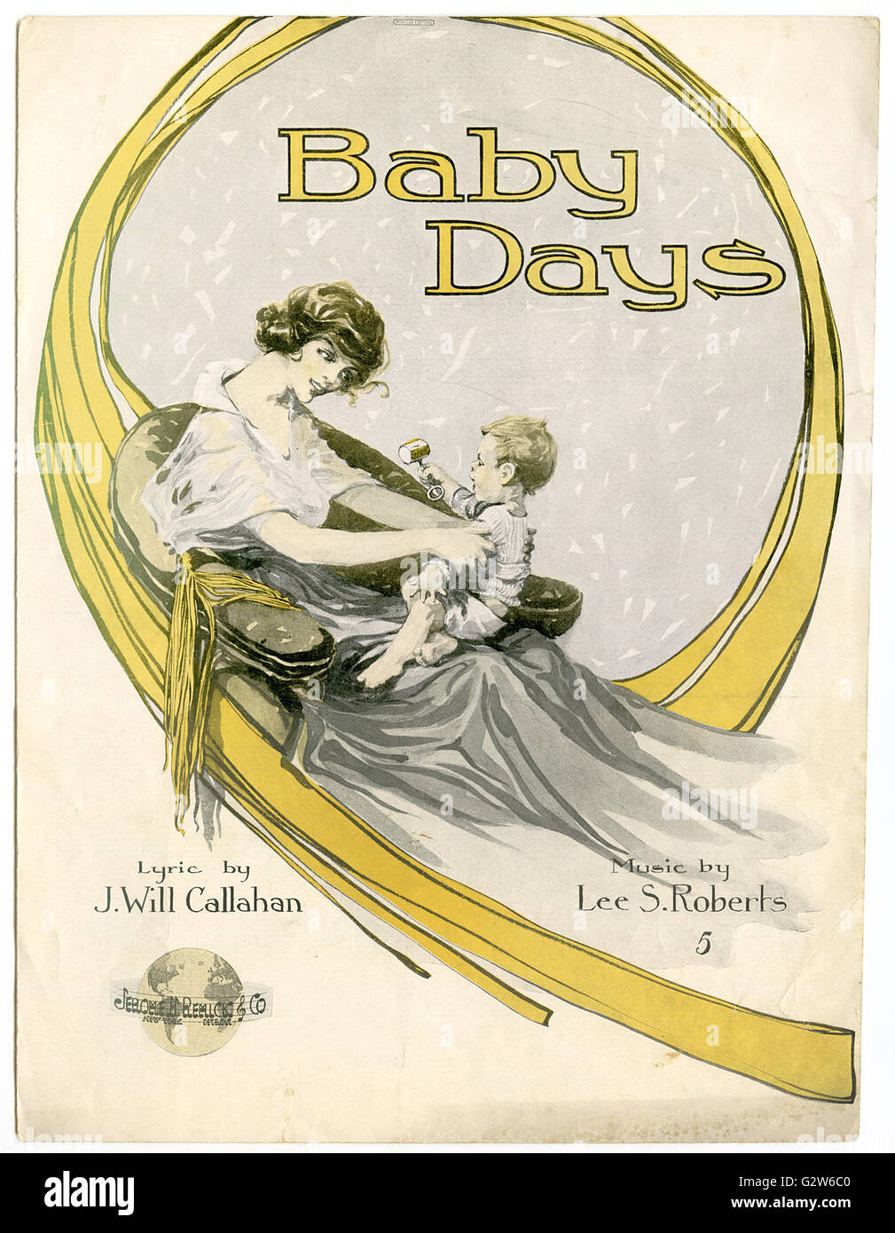 Klavier Noten Abdeckung tagelang"Baby" von J. Callahan und Lee S. Roberts wird. Veröffentlicht von Jerome H Remick und Co., 1919 Stockfoto