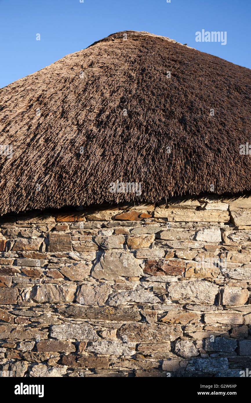 O Cebreiro, Spanien: Detail einer traditionellen Palloza üblich, der Serra Dos Ancares Region Galicien. Stockfoto