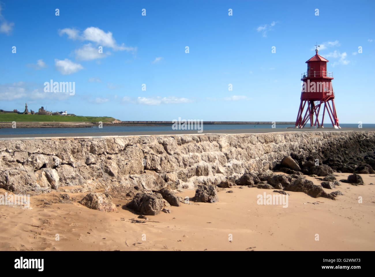 Herde Buhne Leuchtturm, South Shields Stockfoto