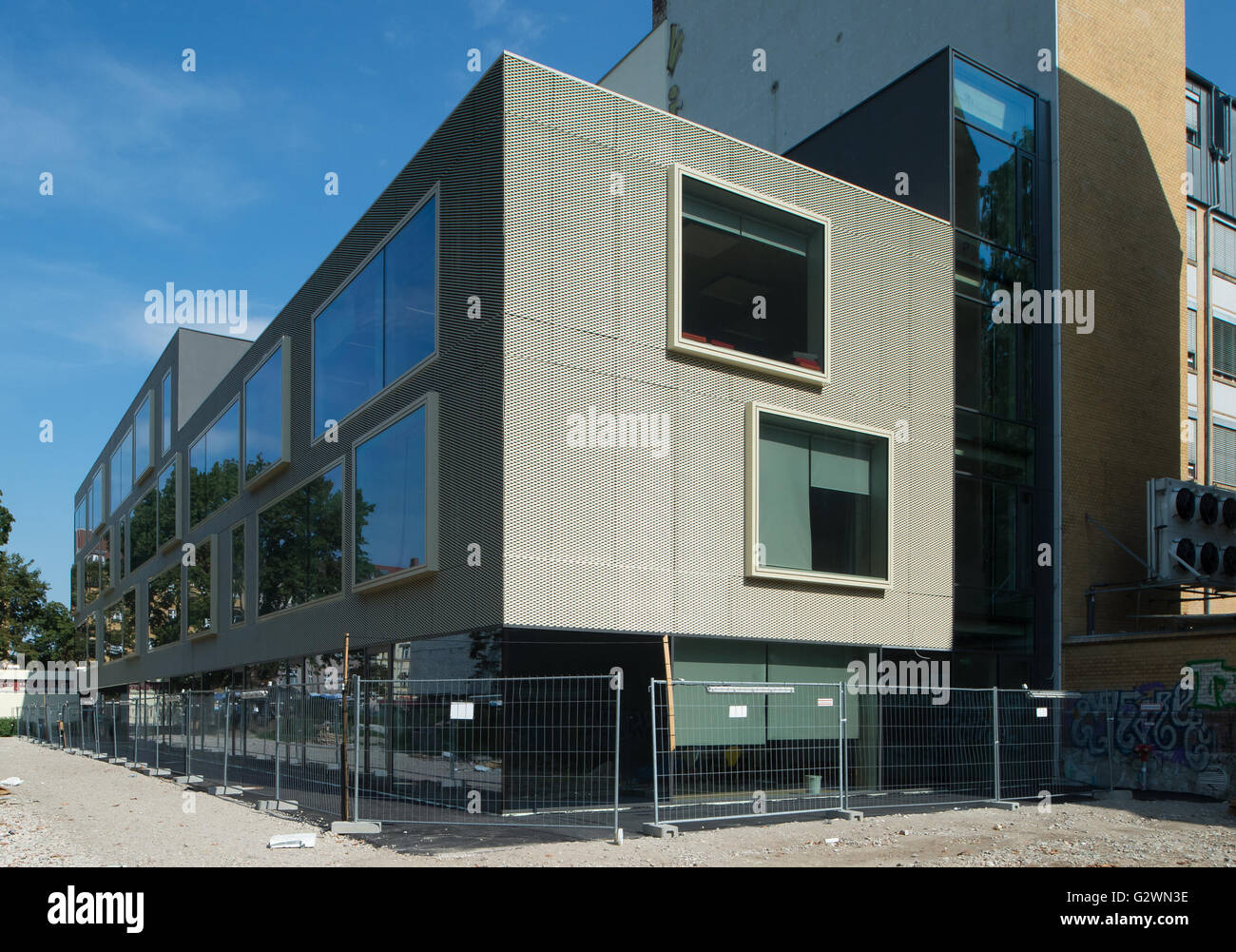 Berlin, Deutschland, Bau der neuen Bibliothek im Schiller-Muellerstrasse Stockfoto