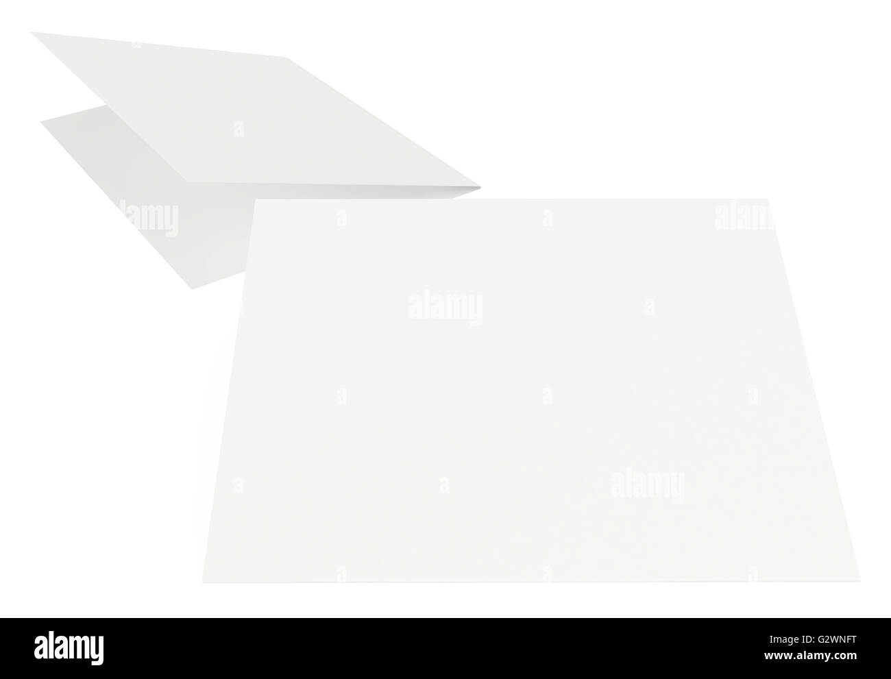 leeres Blatt Papier auf weißem Hintergrund Stockfoto