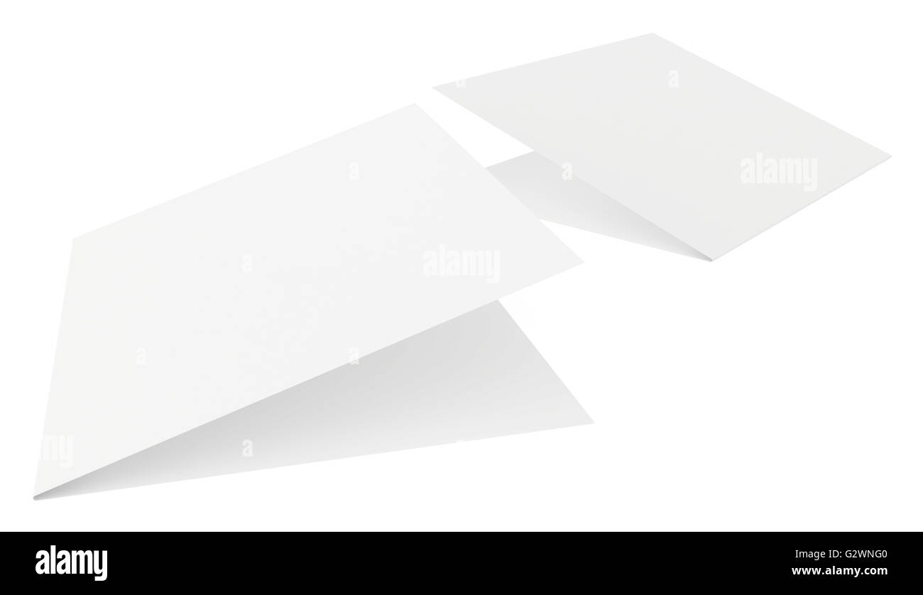 leeres Blatt Papier auf weißem Hintergrund Stockfoto