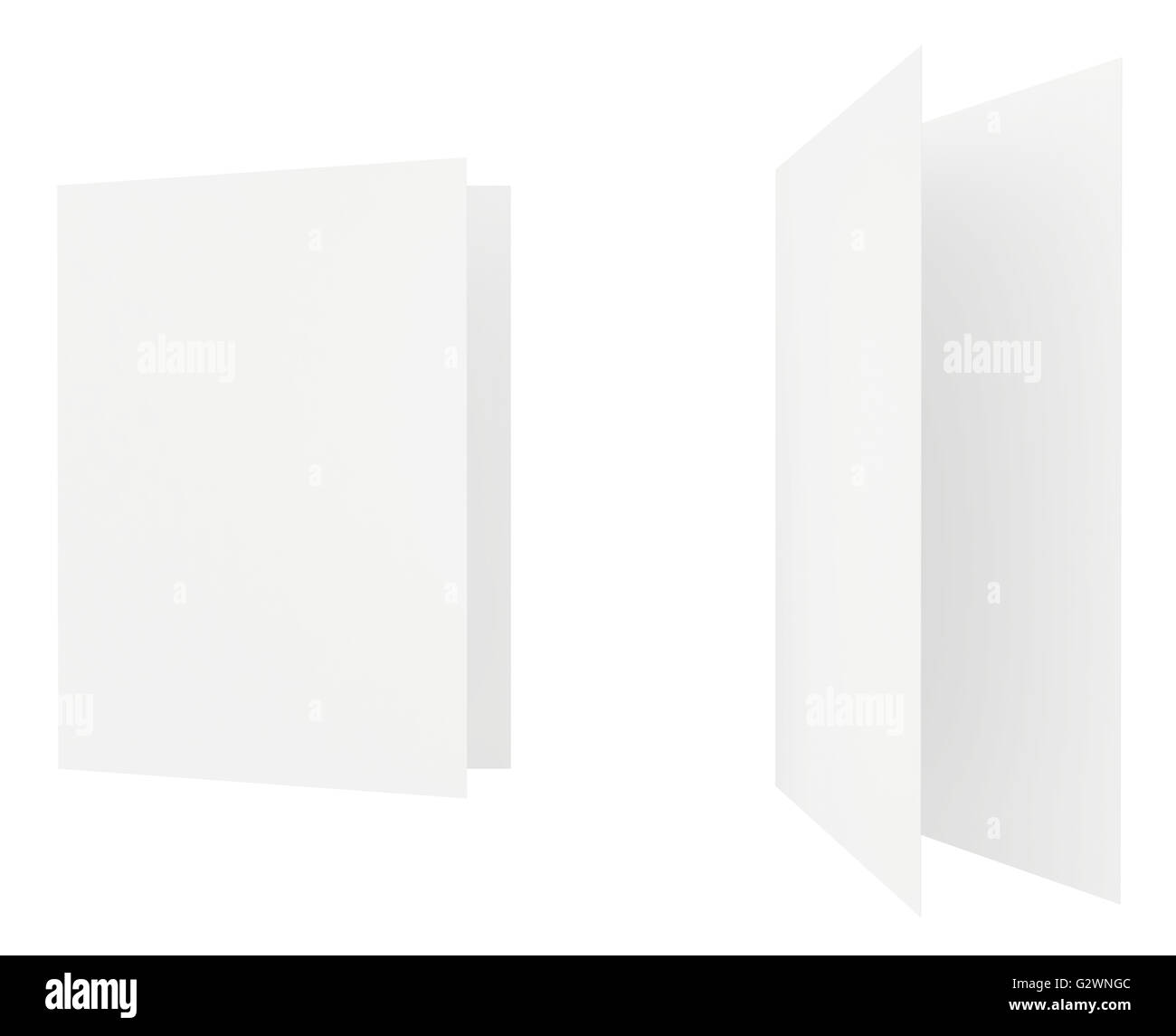 leeres Blatt Papier auf weißem Hintergrund Stockfoto