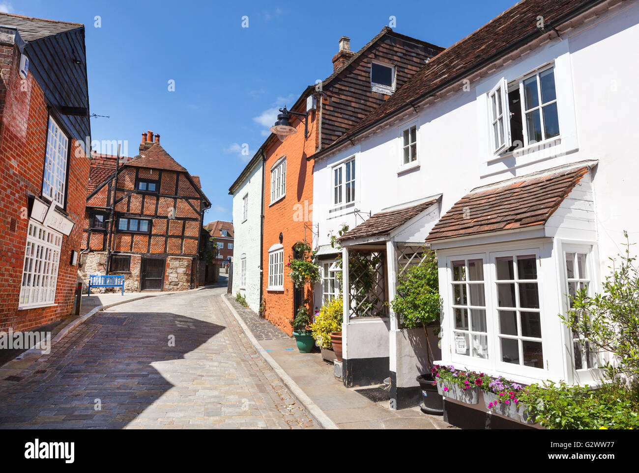 Der High Street in Hamble Le Reis, Hampshire, UK Stockfoto