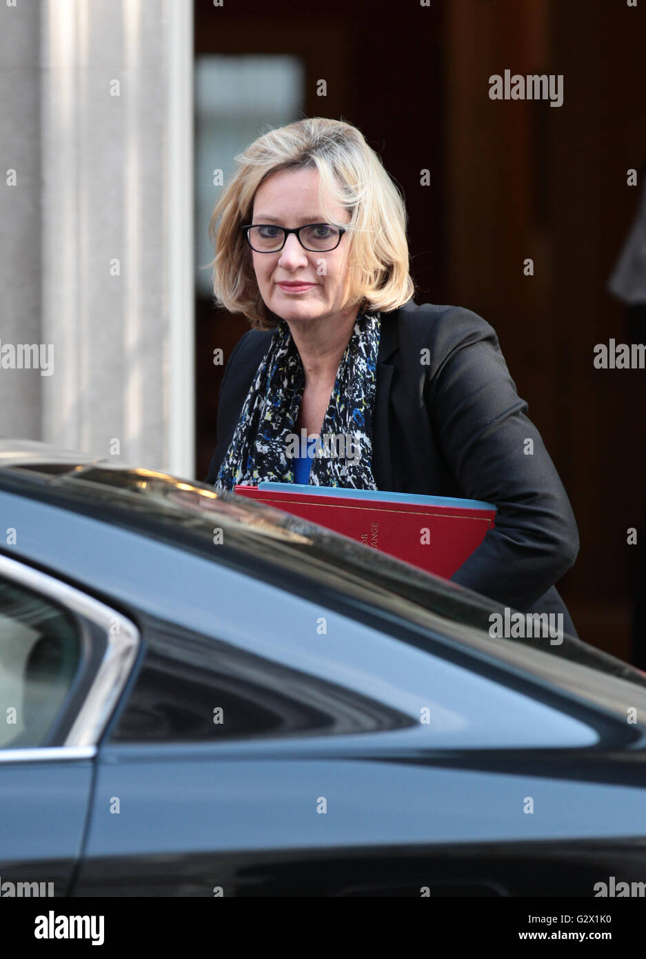 LONDON - 17. Mai 2015: Amber Rudd MP kommt nach einer Kabinettssitzung in 10 Downing Street Stockfoto