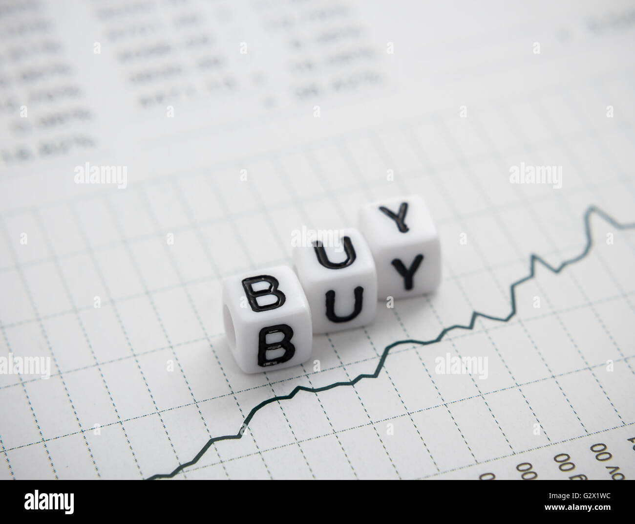 Wort aus Buchstaben Cube Diagrammbericht, Draufsicht, soft-Fokus kaufen Stockfoto
