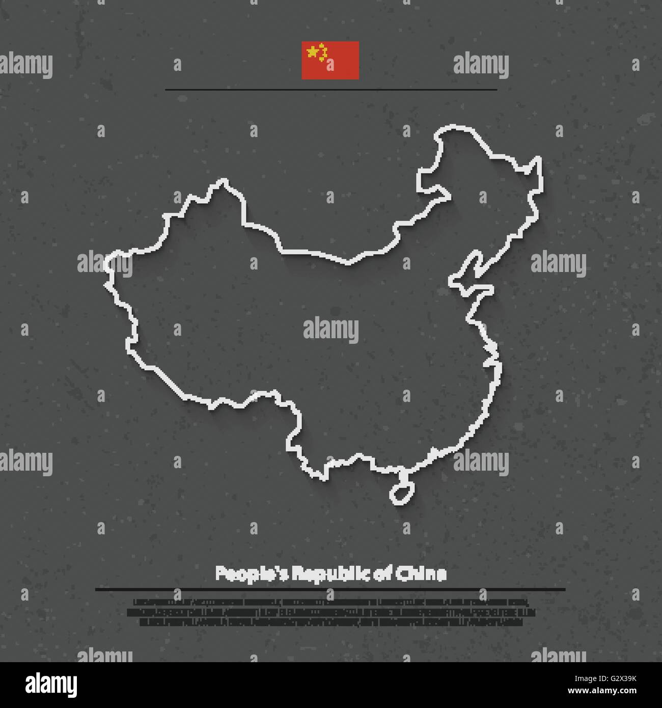 Volksrepublik China isoliert Karte und offizielle Flaggen-Icons. Vektor-Illustration chinesische politische Karte dünne Linie. Asiatischen Ländern Stock Vektor