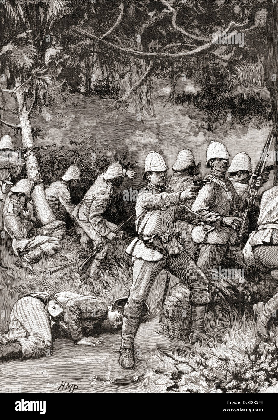 Die britische Armee Eingabe Coomassie, auch bekannt als Comassie oder Kumasi, während der dritte Anglo-Ashanti-Krieg im Jahre 1873. Stockfoto