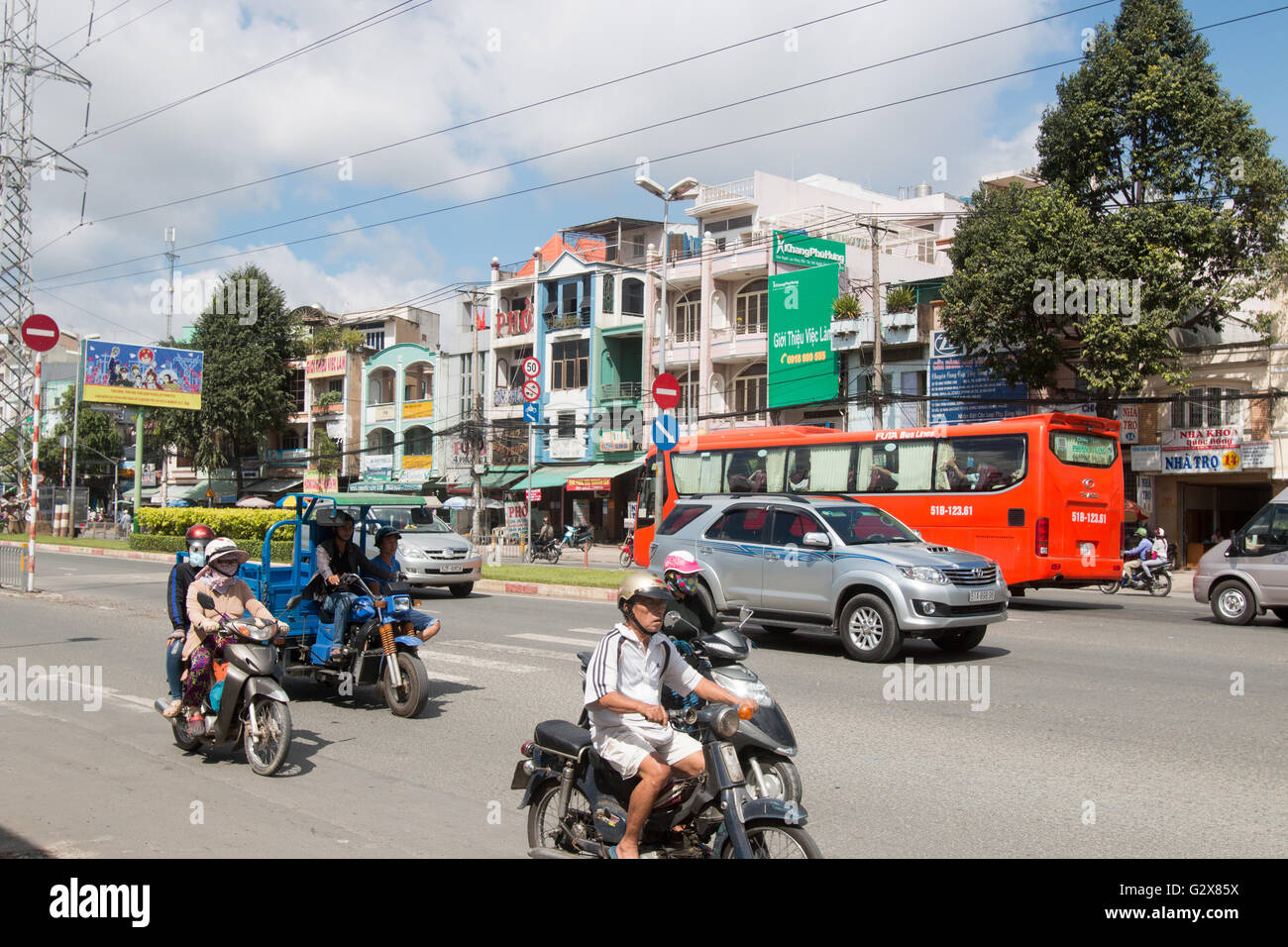 städtischen Straßenszene in Saigon, jetzt bekannt als Ho-Chi-Minh-Stadt in Vietnam, Asien Stockfoto