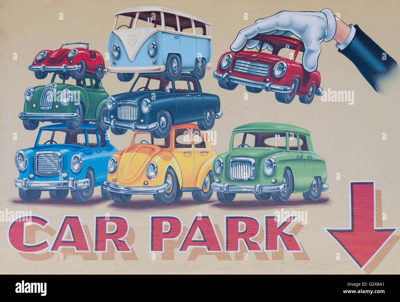 Parkplatz Schild am Luna Park Sydney, Milsons Point, Sydney, New South Wales, Australien Stockfoto