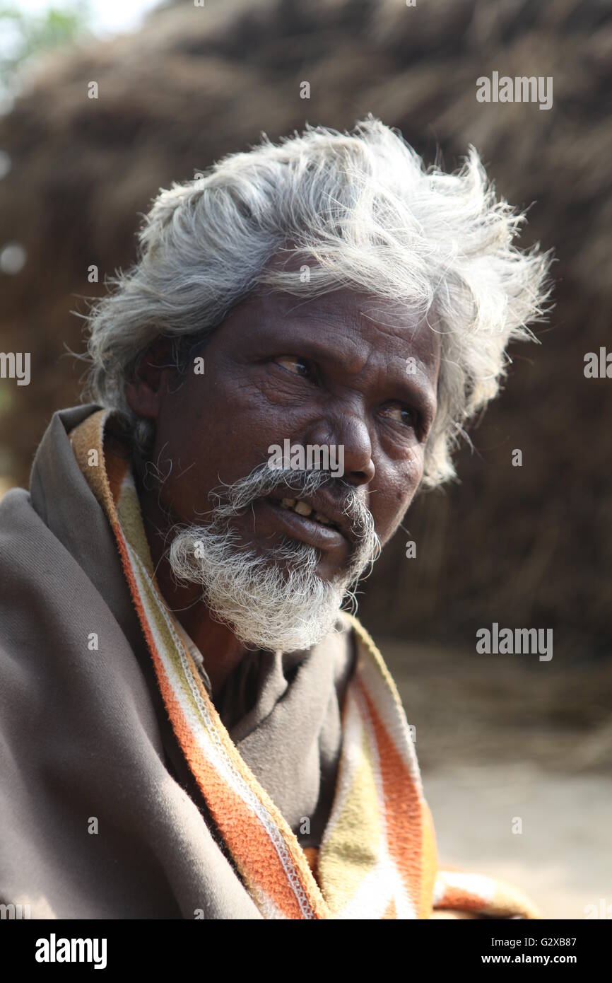 Porträt eines Dorfbewohners in Westbengalen Stockfoto