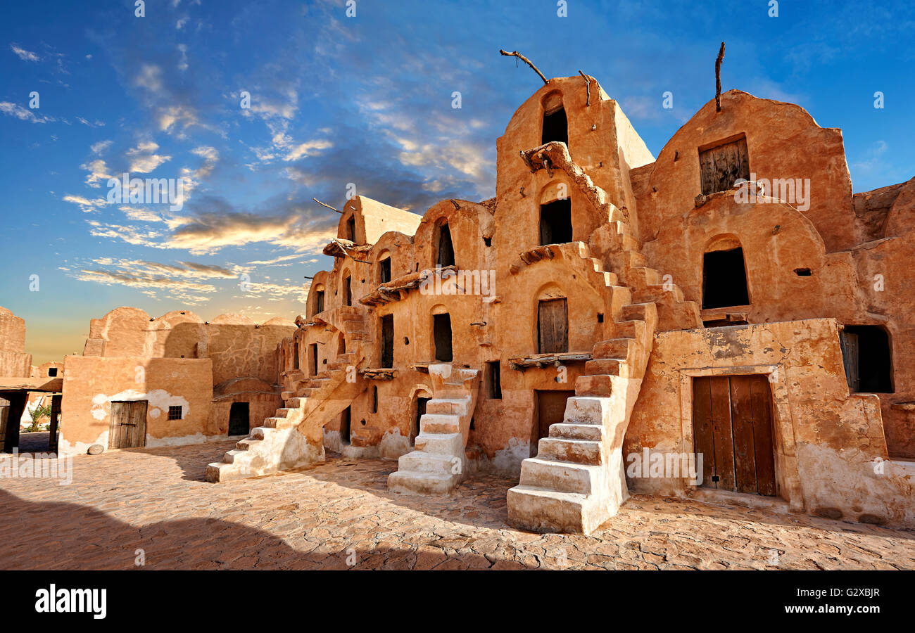 Ksar Ouled Soltane, befestigter Speicher bei Tataouine, Tunesien Stockfoto
