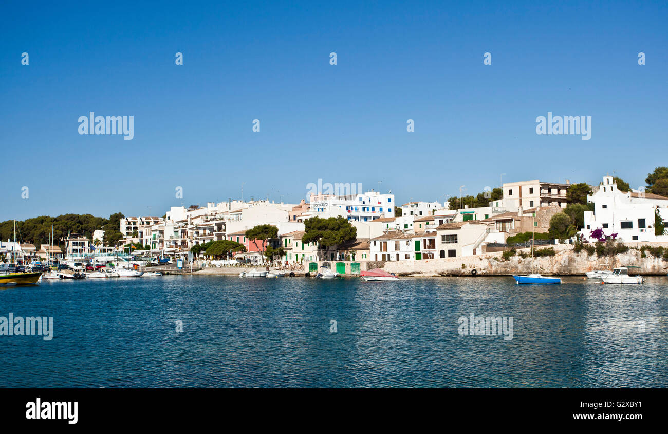 Hafen von Portopetro, Mallorca, Mallorca, Balearen, Spanien Stockfoto