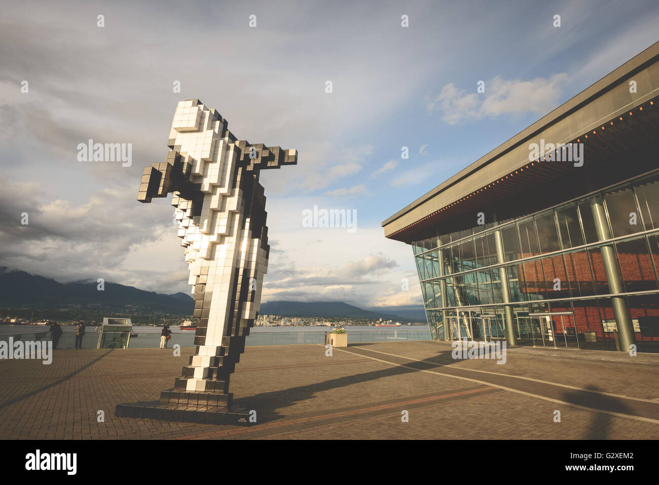 Die digitale Orca-Skulptur in Coal Harbour, Vancouver Stockfoto
