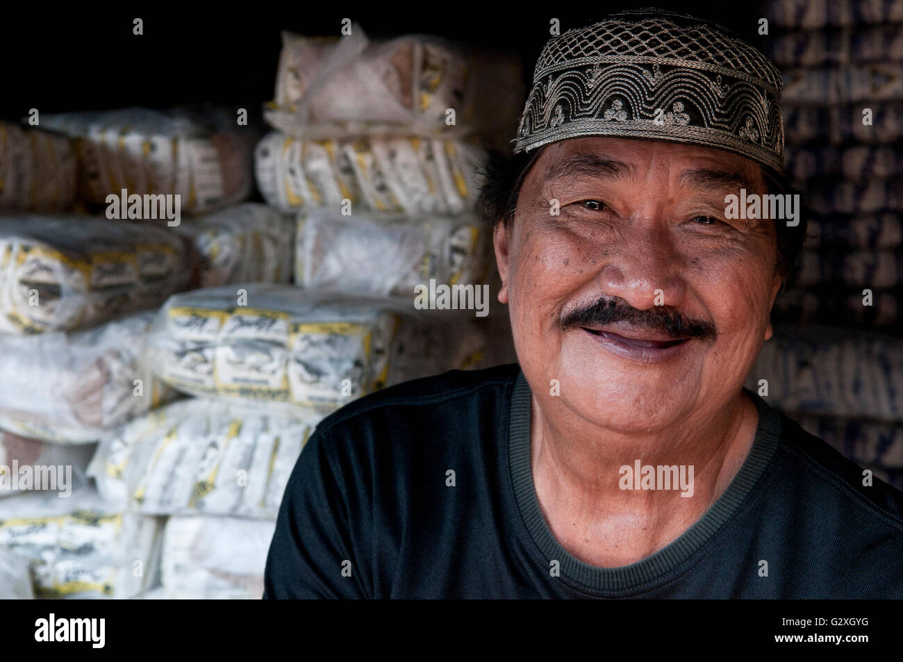 Kalimantan, Banjarmasin, Markt, älteren muslimischen Mann Stockfoto