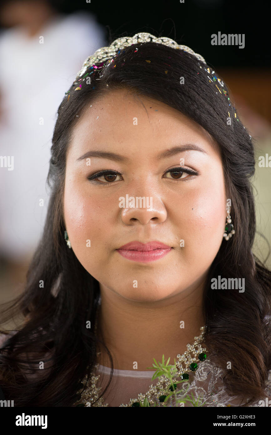 Pa'O Braut bei ihrer Hochzeit, Shan State in Myanmar Stockfoto