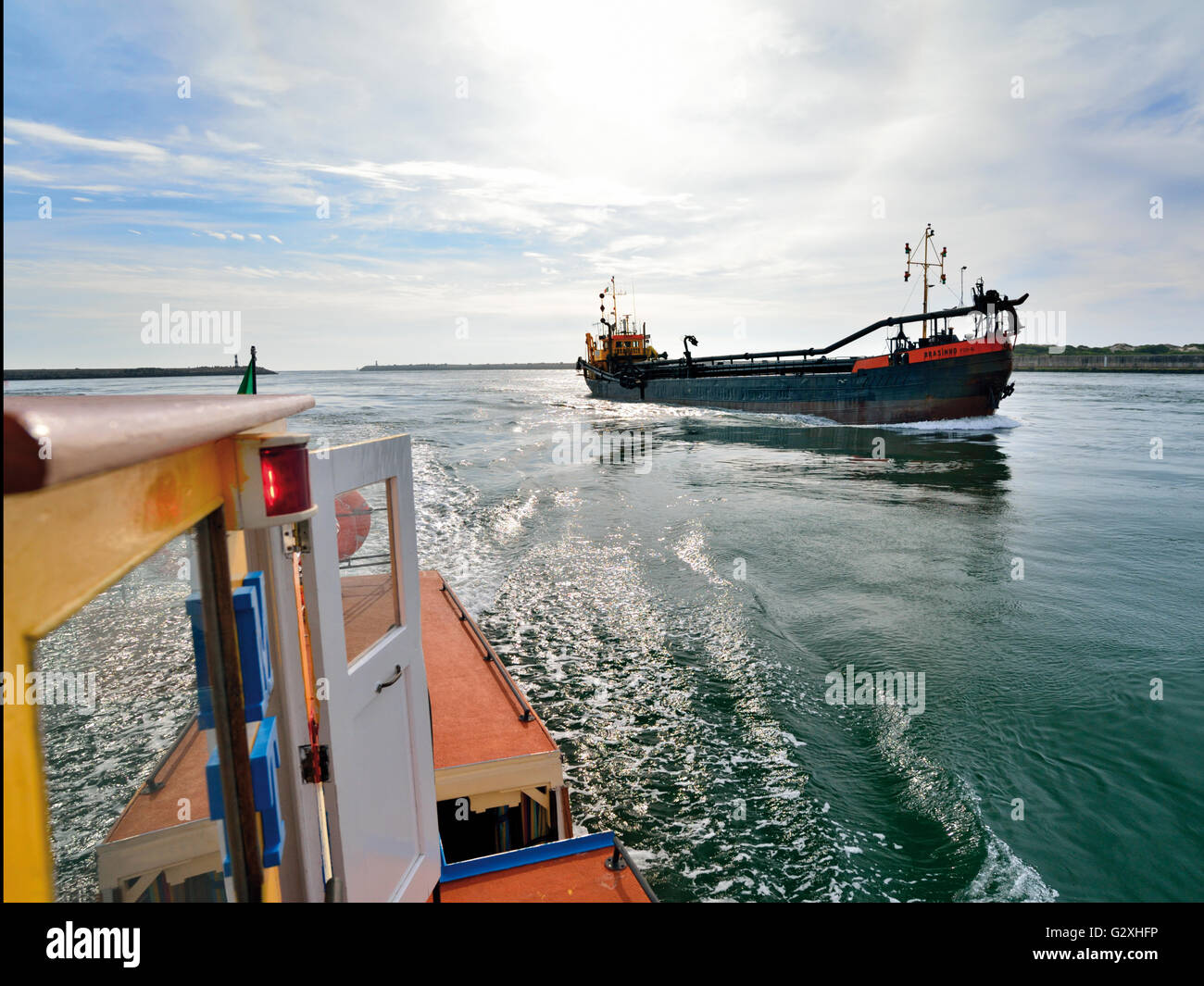 Portugal: Bootsfahrt auf der Ria de Aveiro mit Museumsboot Praia da Costa Nova Stockfoto