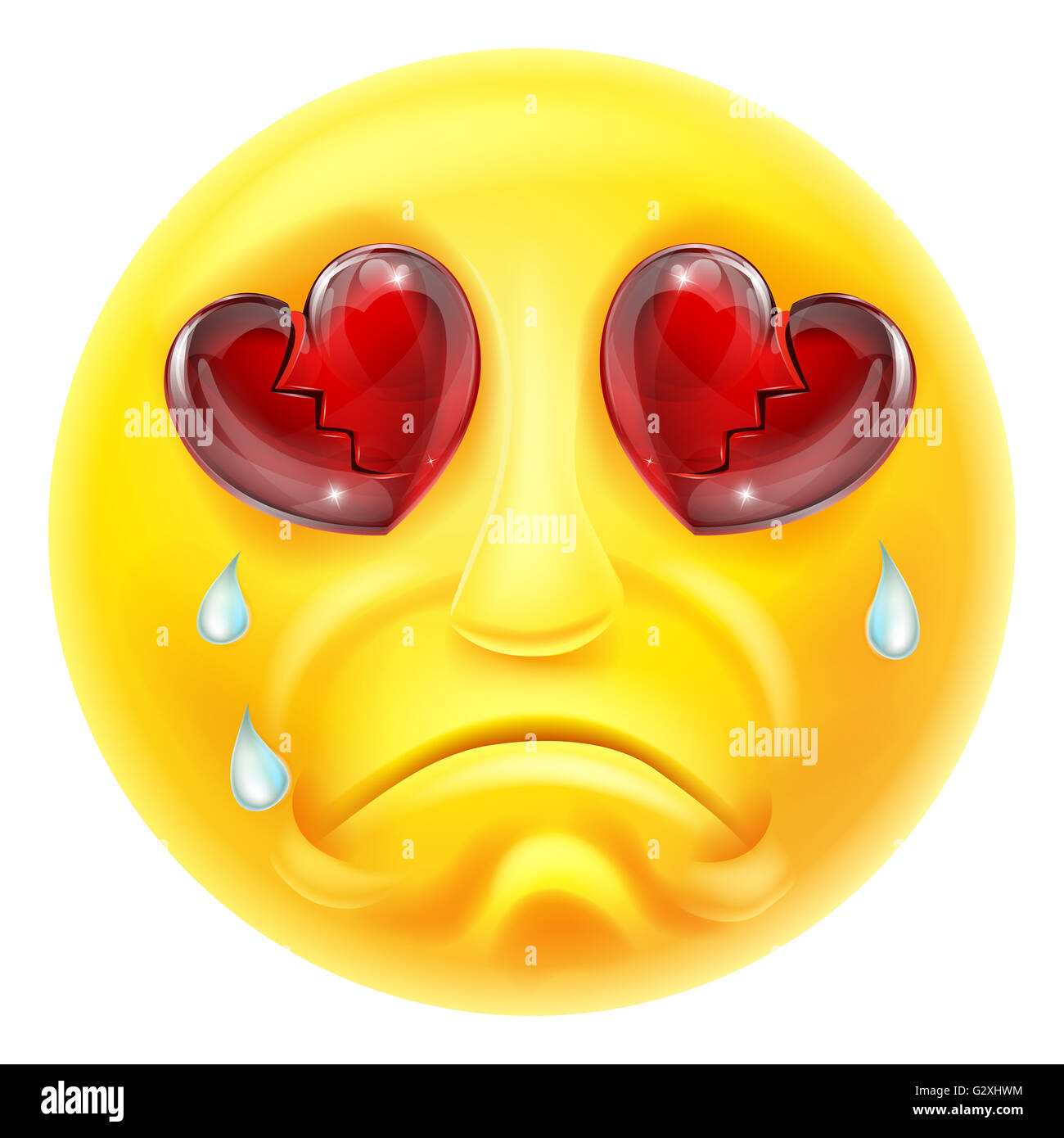 Eine Comicfigur Emoji Emoticons Heartbroken und Crying Stockfoto