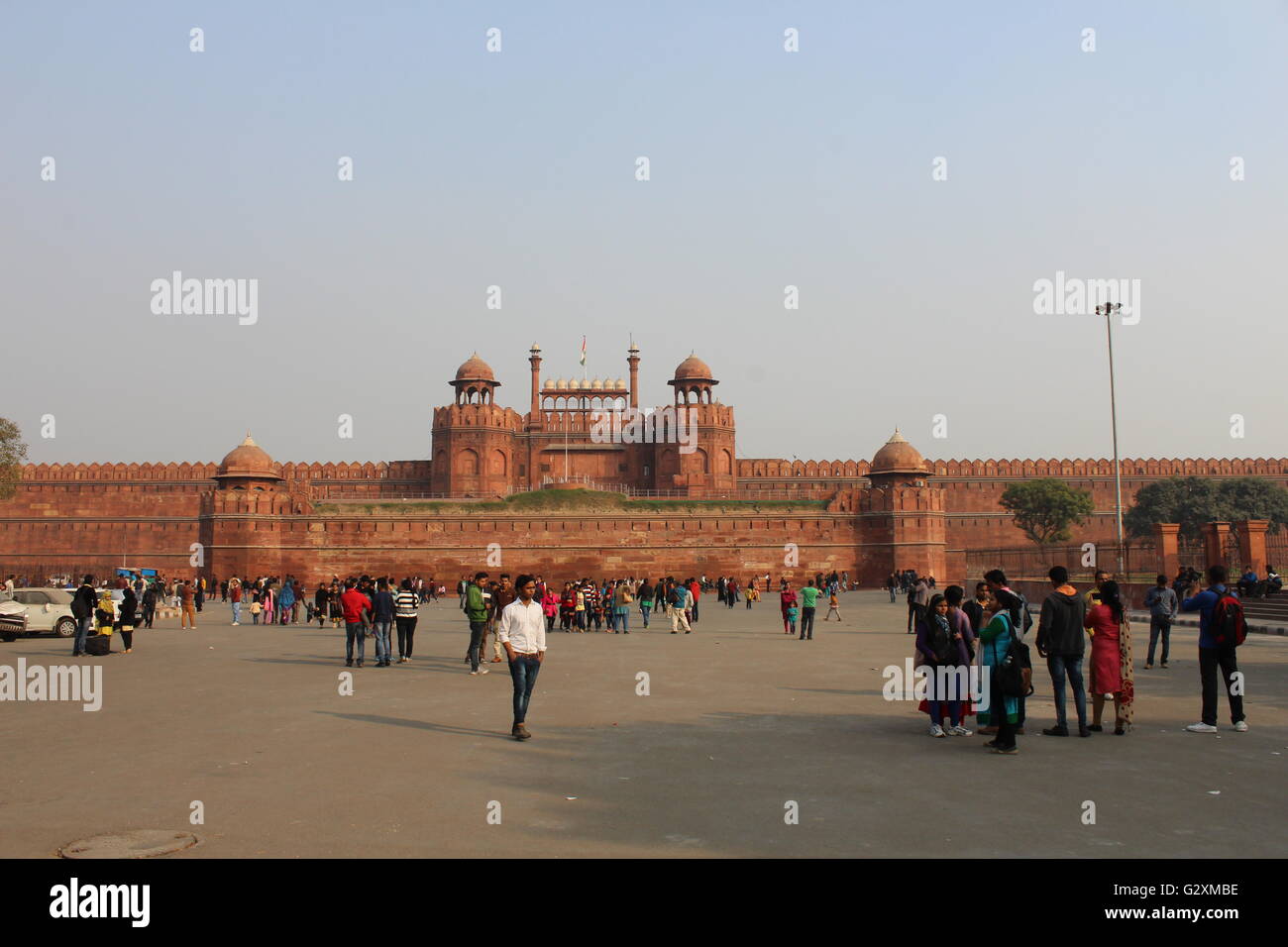 Das Rote Fort - die Residenz des Mughal Kaisers für fast 200 Jahre, bis 1857. Es befindet sich im Zentrum von Delhi. Stockfoto