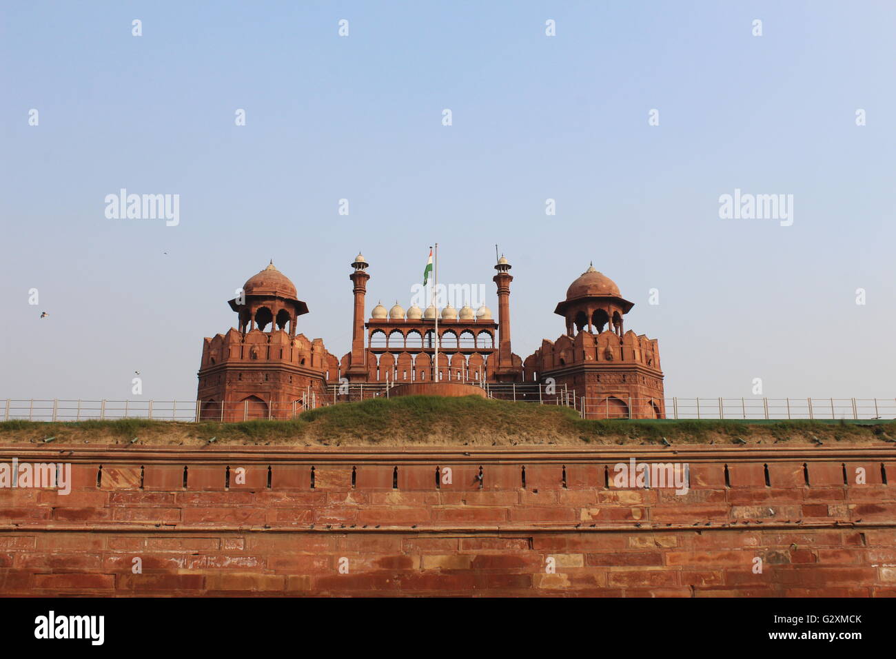 Das Rote Fort - die Residenz des Mughal Kaisers für fast 200 Jahre, bis 1857. Es befindet sich im Zentrum von Delhi. Stockfoto