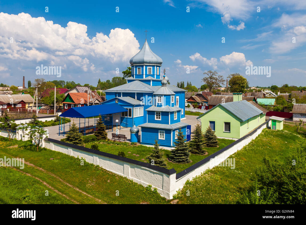Ansicht der St. Nikolaus-Kirche in Kobrin Stadt, Weißrussland Stockfoto