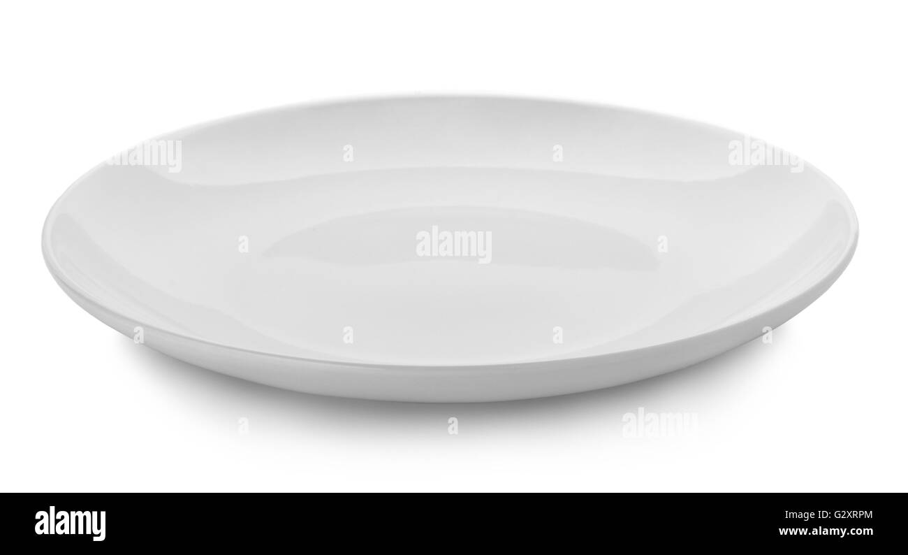 Weißen Teller auf weißem Hintergrund Stockfoto