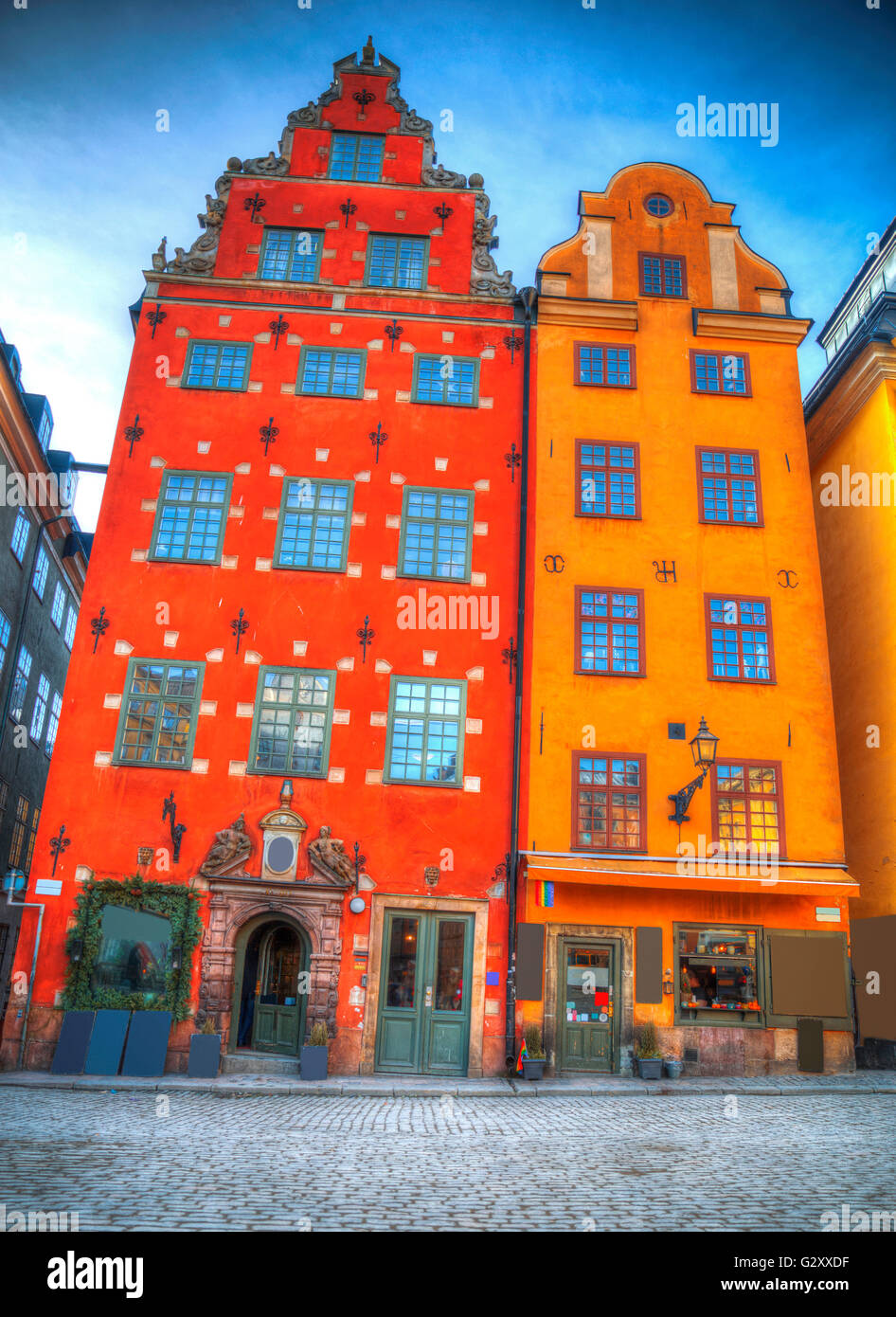 Stortorget in Gamla Stan, Stockholm Schweden statt. Stockfoto