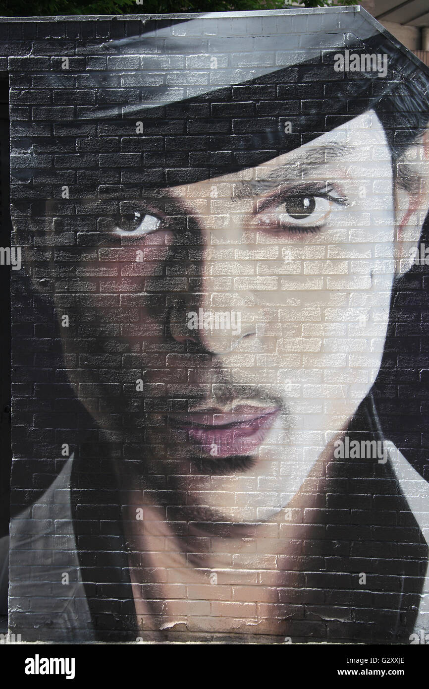Street-Art-Porträt von Prince Rogers Nelson von Akse P19 in der nördlichen Viertel von Manchester Stockfoto