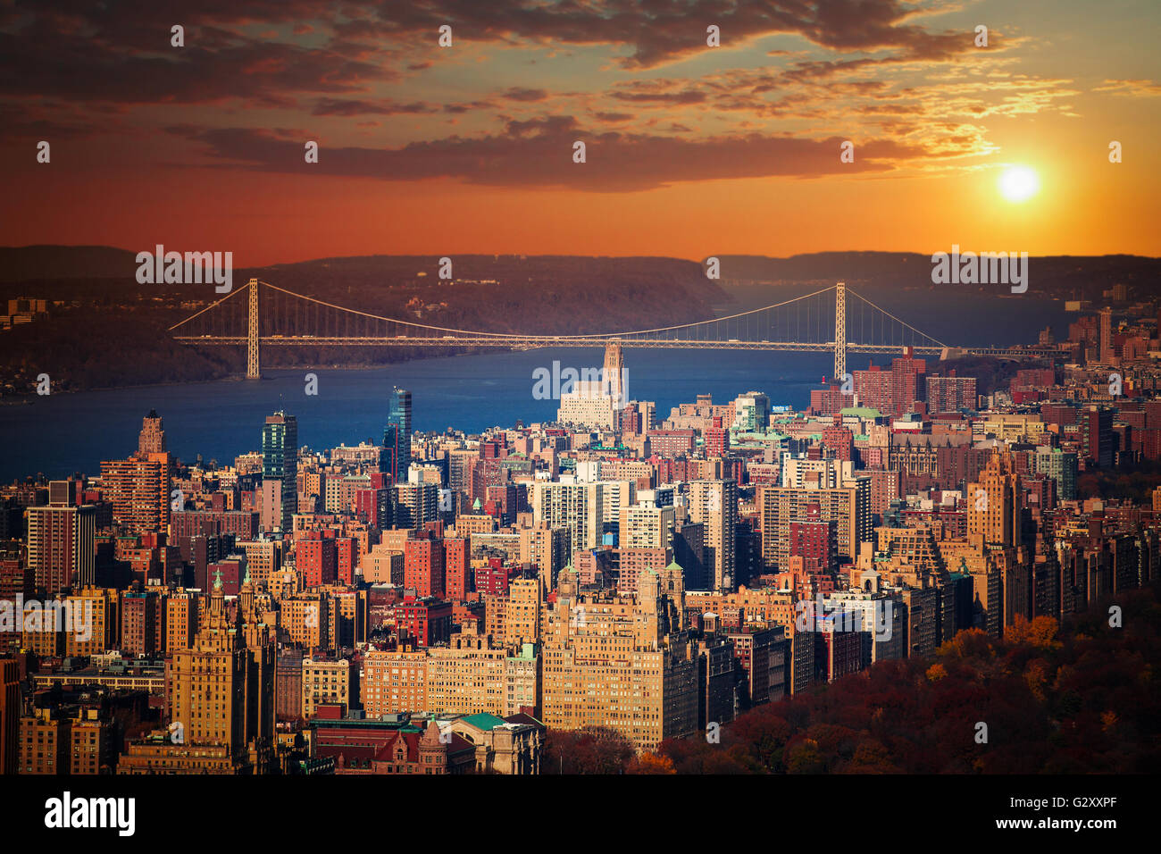 Sonnenuntergang in Manhattan, New York, USA Stockfoto