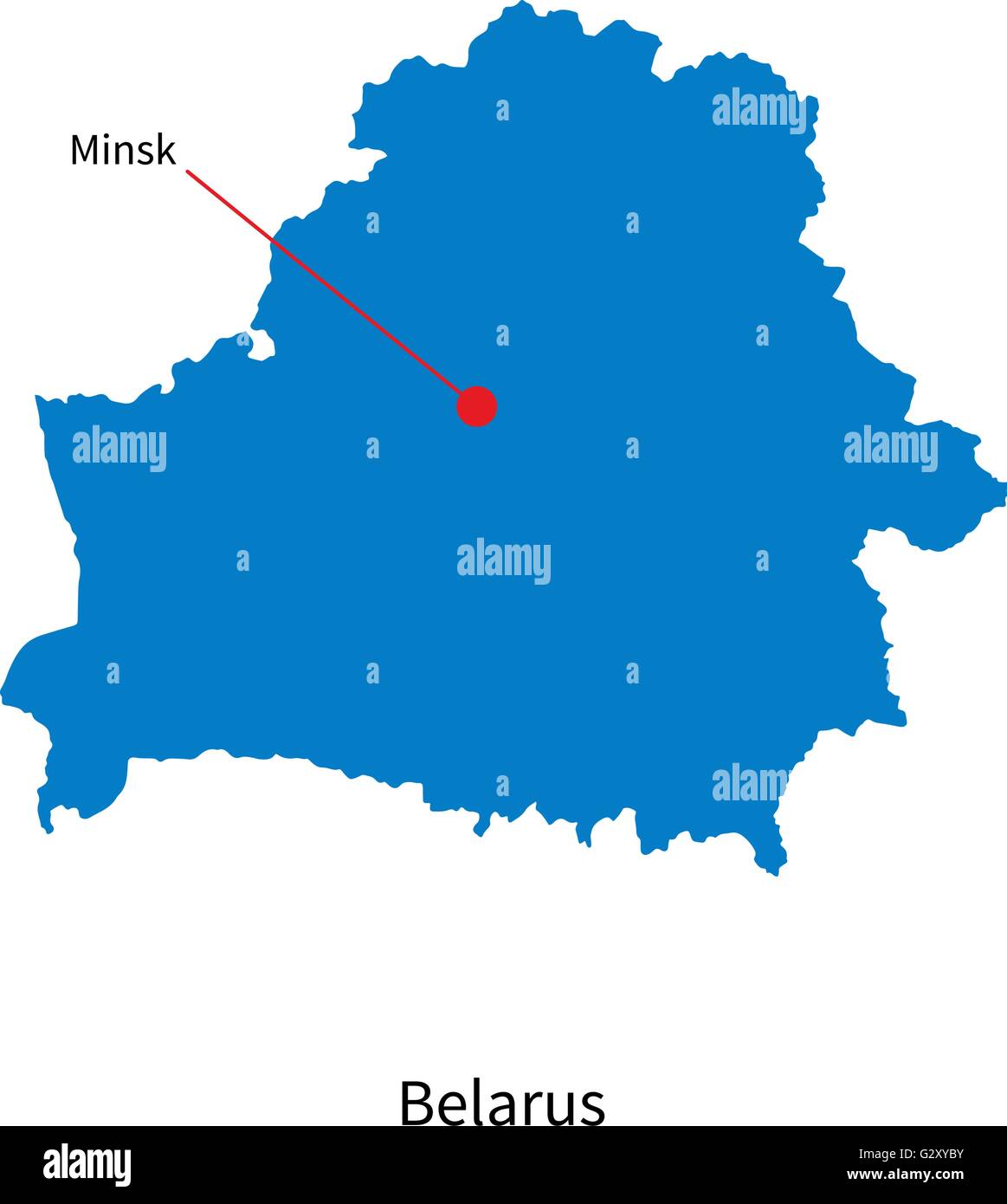Detaillierten Vektorkarte von Belarus und der Hauptstadt Minsk Stock Vektor