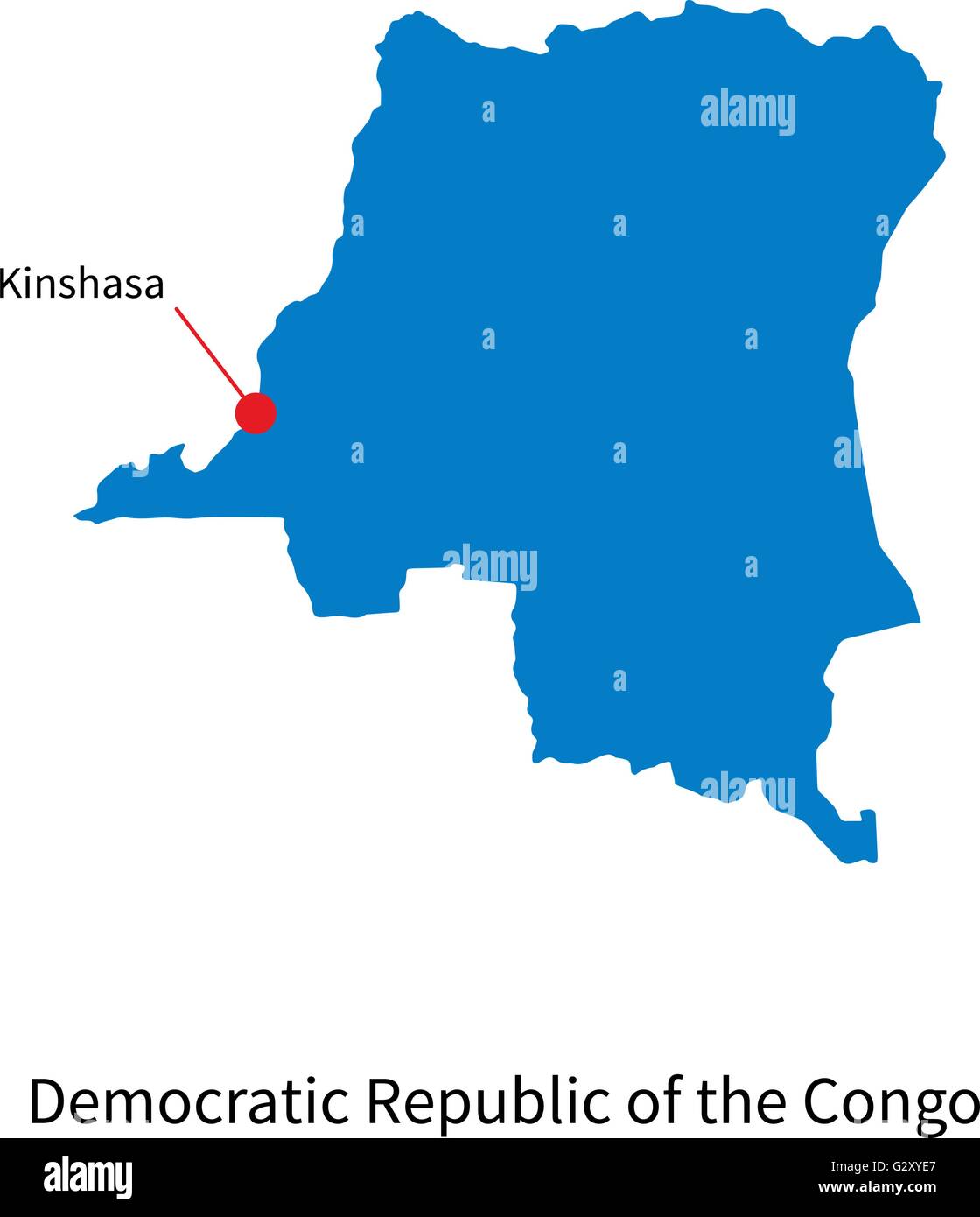 Hauptstadt Der Demokratischen Republik Kongo Karte der Demokratischen Republik Kongo und Hauptstadt Kinshasa Stock