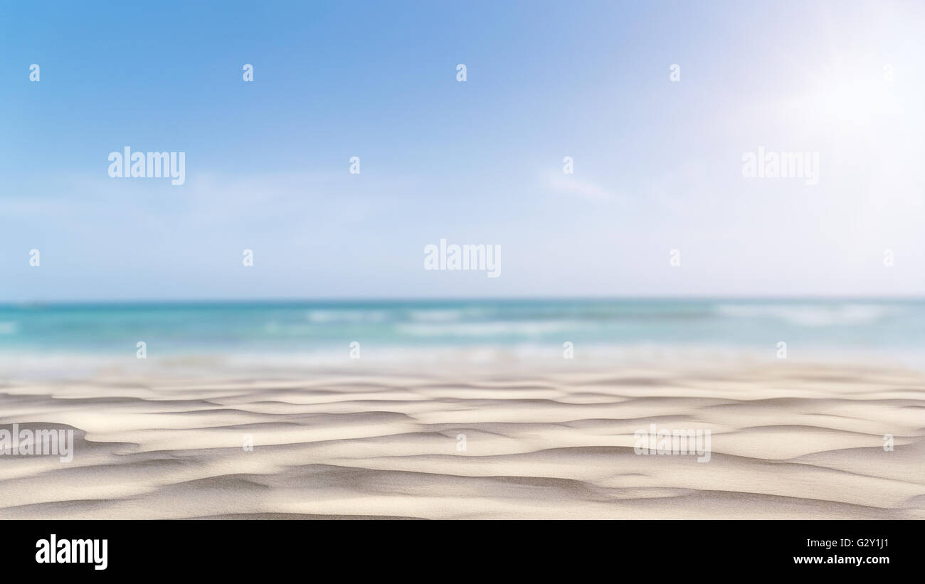 Meer Strand Landschaft mit Sand und verschwommen Ozean. Stockfoto