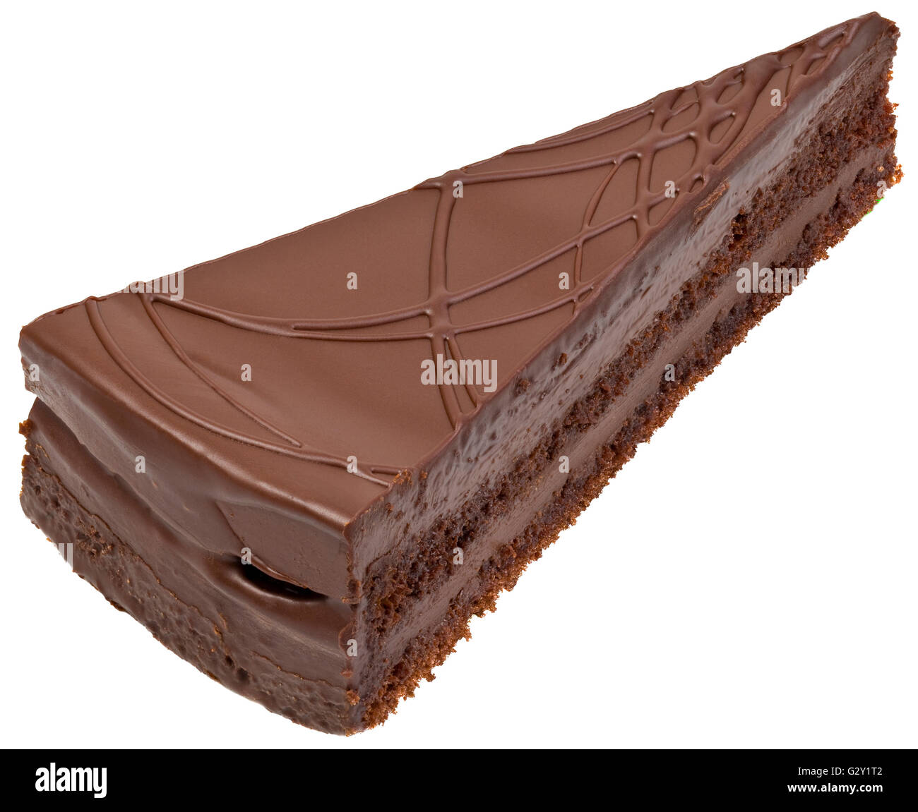 Chocolate Cake Slice Teil Ausschnitt Stockfoto