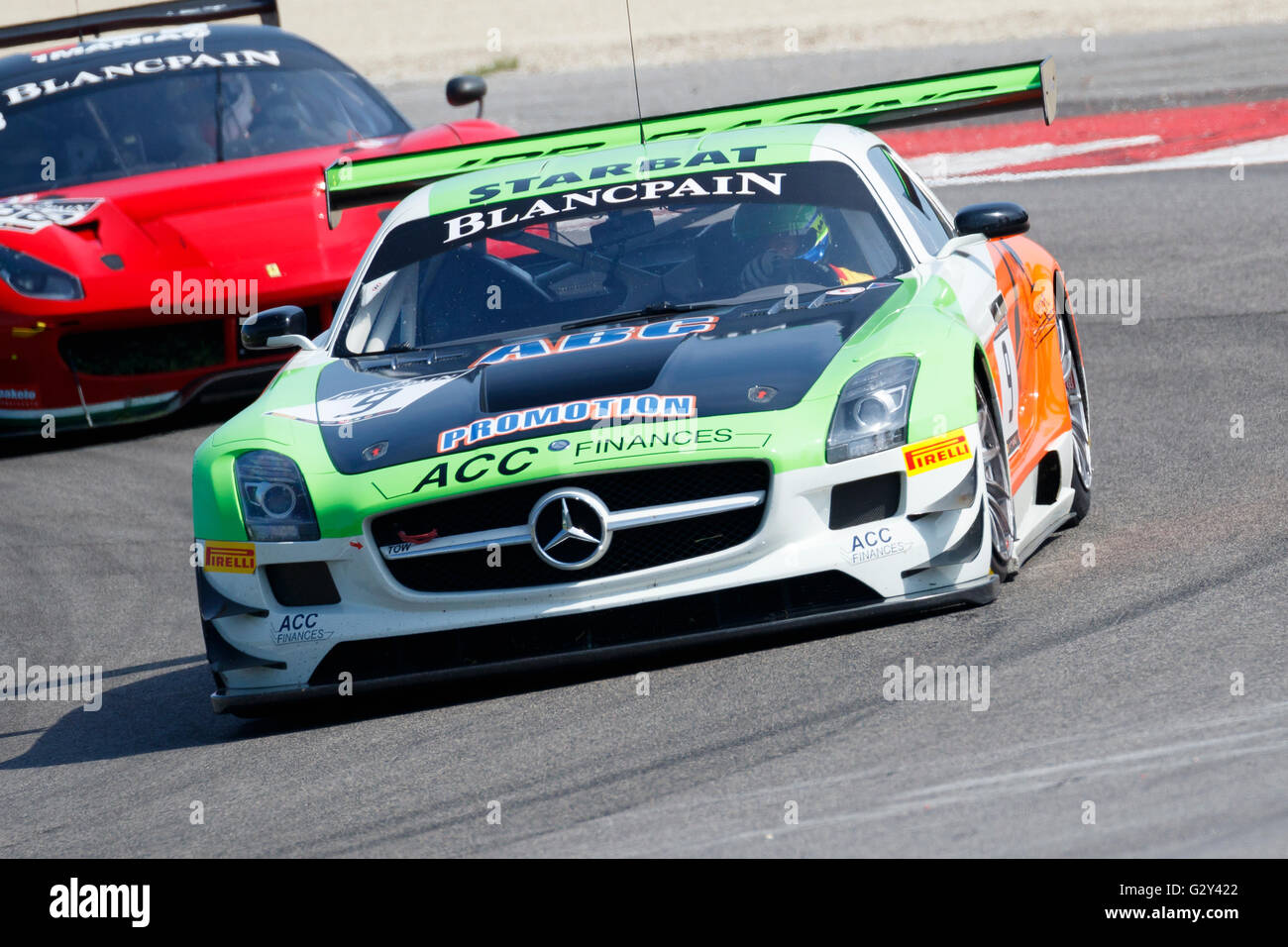 Misano Adriatico, Italien - 10. April 2016: Mercedes SLS GT3of JPB Racing Team, angetrieben von Jean Paul Buffin, Blancpain GT S Stockfoto