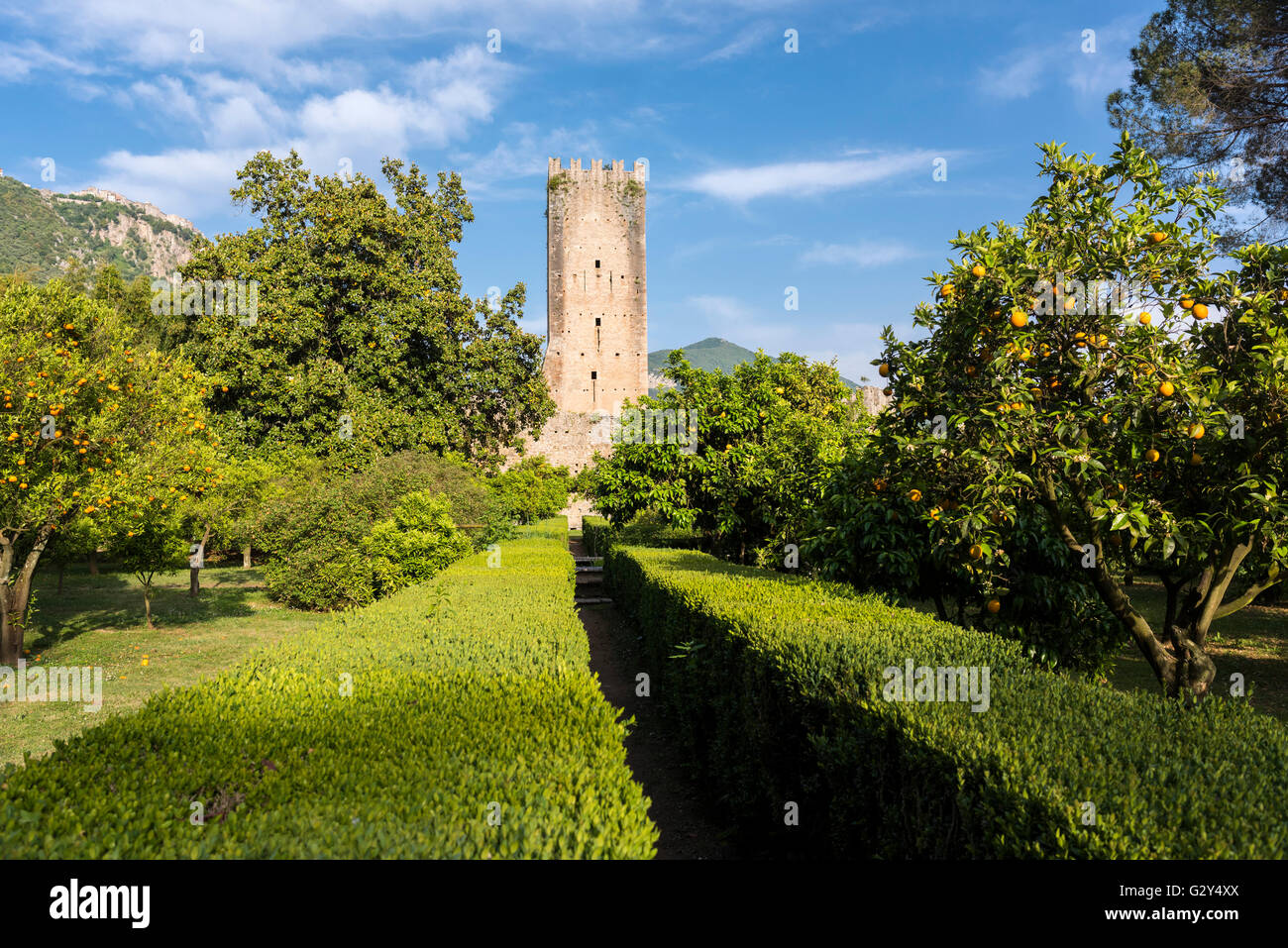 Gärten von Ninfa, Cisterna di Latina, Italien. Stockfoto