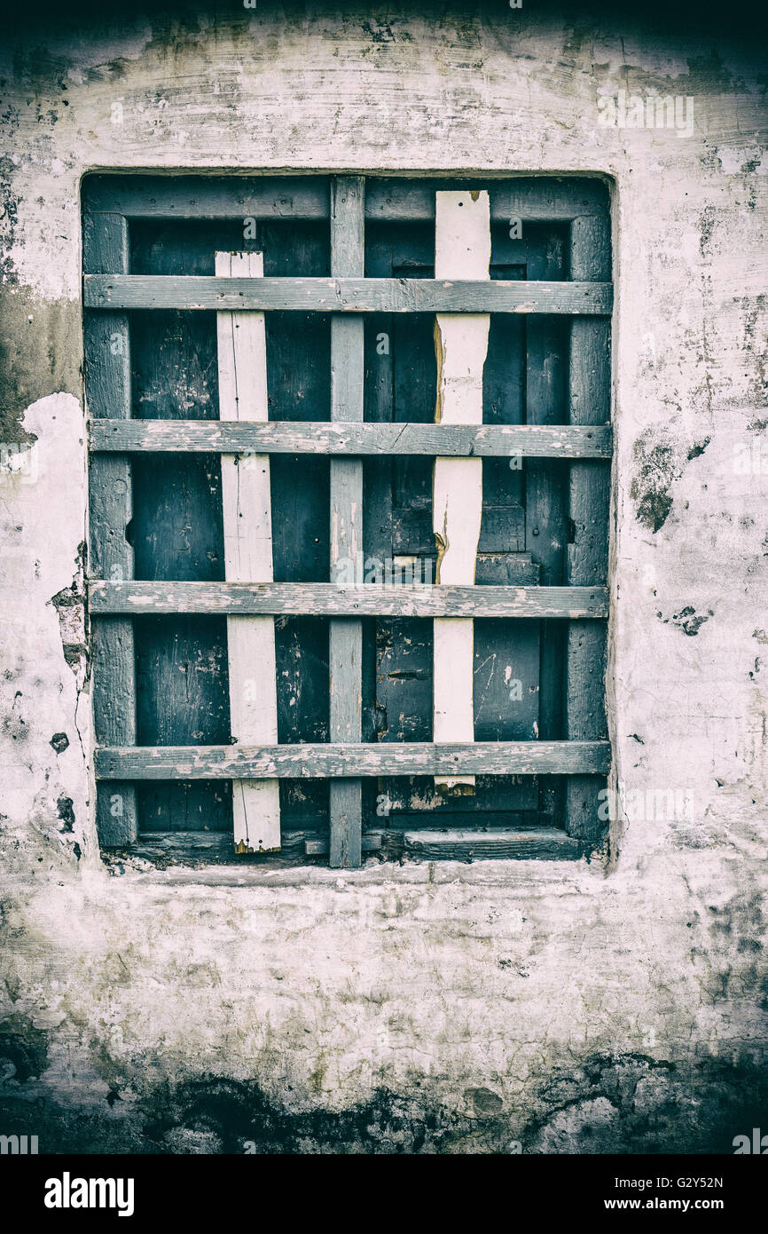 Alte bestiegen Fenster Stockfoto