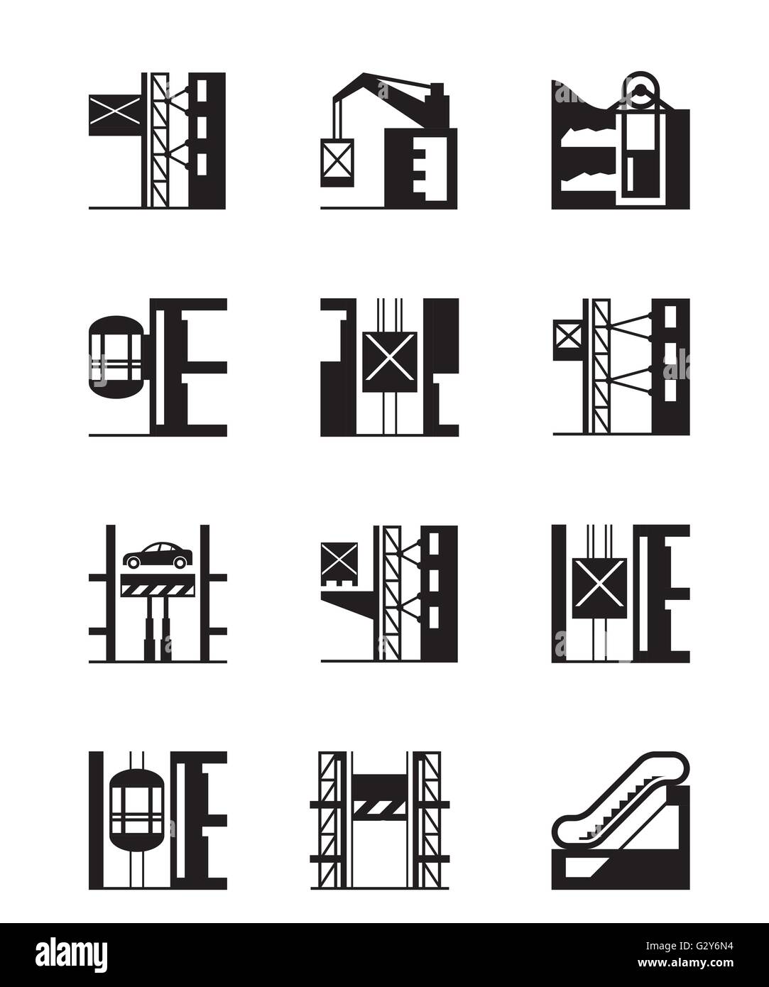 Lifte und Aufzüge-Icon-Set - Vektor-illustration Stock Vektor