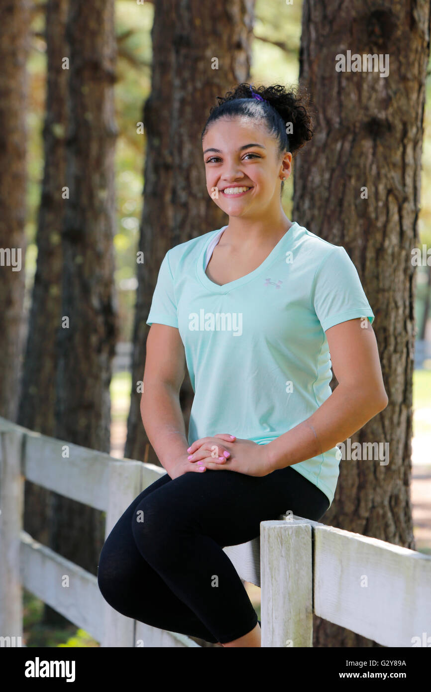 Laurie Hernandez auf der Karolyi Ranch, USA Gymnastik National Team ...