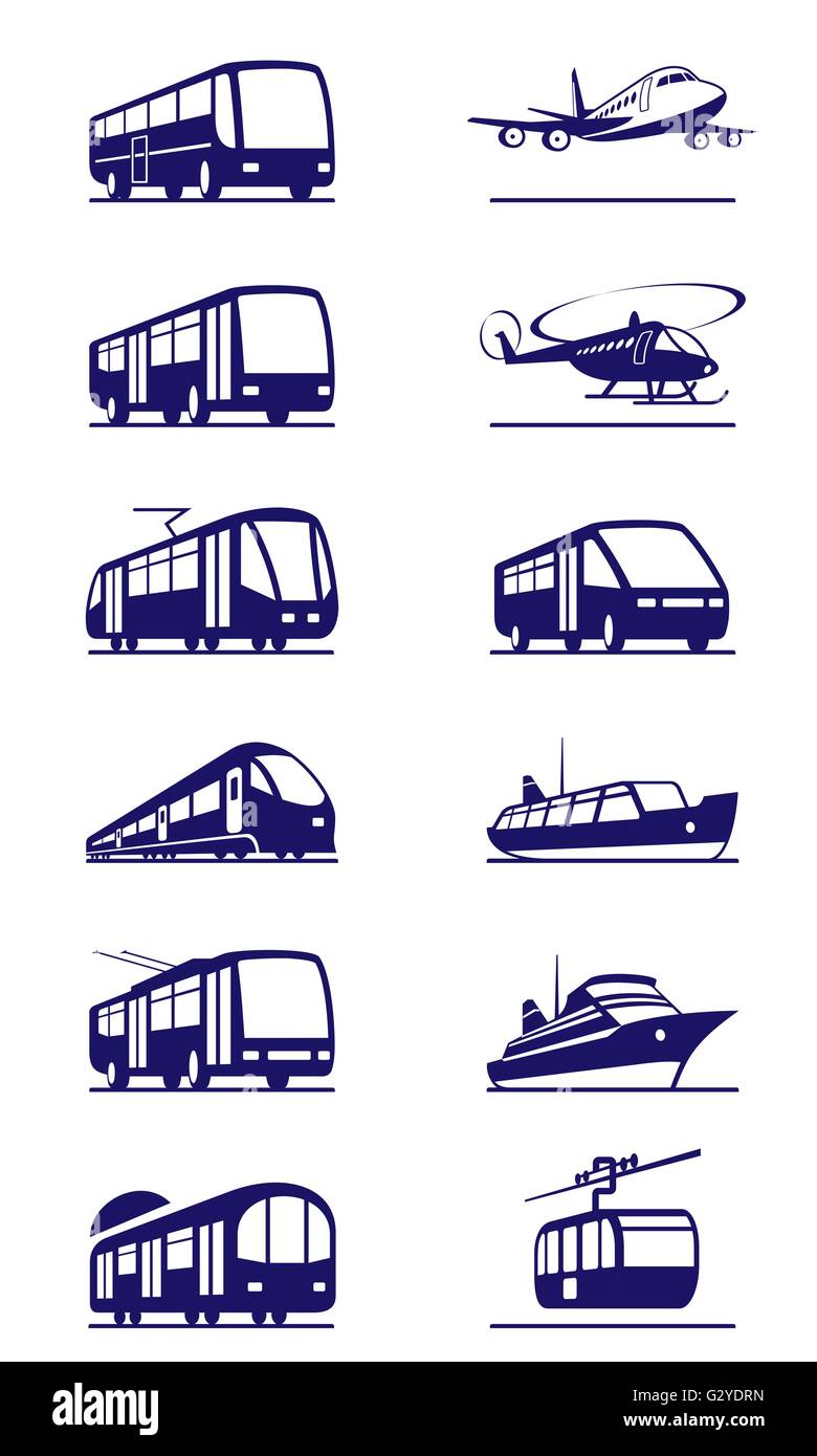 Öffentliche Verkehrsmittel-Icon-Set - Vektor-illustration Stock Vektor