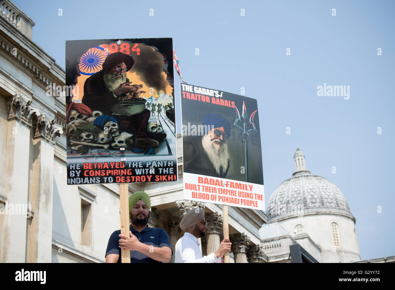 London, Vereinigtes, Königreich, Trafalgar, Platz, Rallye, Golden, Trafalgar Square, London, UK 5. Juni 2016, Demonstranten bei der Rallye für Sikhs am 32. Jahrestag des Angriffs auf den goldenen Tempel in 1984.  Bildnachweis: Ben Gingell/Alamy Live-Nachrichten Stockfoto