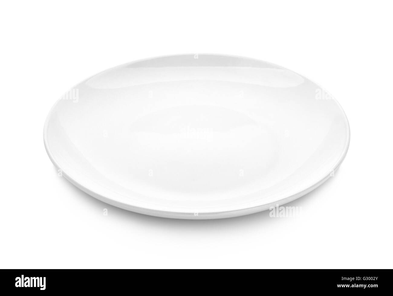 leeren Teller isoliert auf weißem Hintergrund Stockfoto